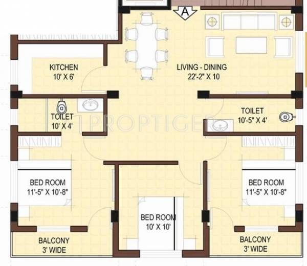 Msdcon Arsuday Avanisa (3BHK+2T (1,255 sq ft) 1255 sq ft)