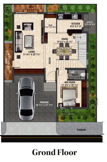  oakshir villas Floor Plan Ground Floor Plan