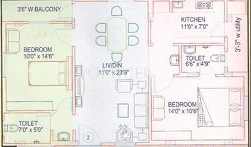Matrixx Blossom (2BHK+2T (1,100 sq ft) 1100 sq ft)