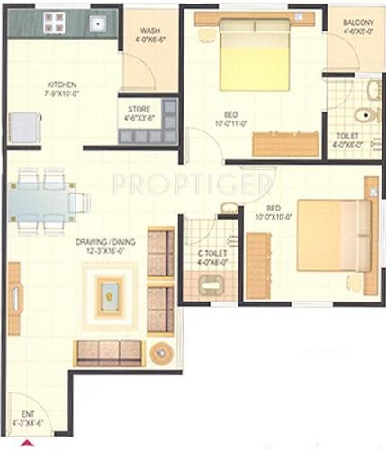 Shayona Tilak III (2BHK+2T (990 sq ft) 990 sq ft)