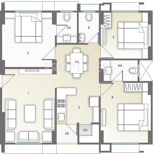 Sapphire Swapneel Elysium (3BHK+3T (1,625 sq ft) 1625 sq ft)