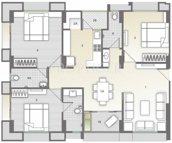 Sapphire Swapneel Elysium (3BHK+3T (1,875 sq ft) 1875 sq ft)