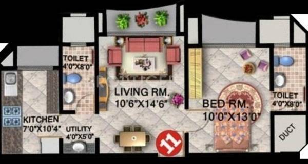 Sheth Heights (1BHK+2T (615 sq ft) 615 sq ft)