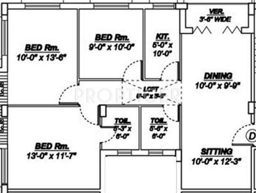 Grihonirman Signature Height (3BHK+2T (1,375 sq ft) 1375 sq ft)