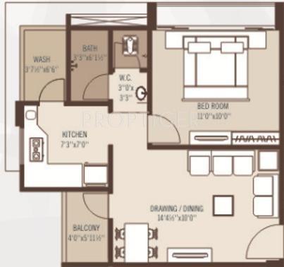 B Kesar Altima (1BHK+1T (684 sq ft) 684 sq ft)