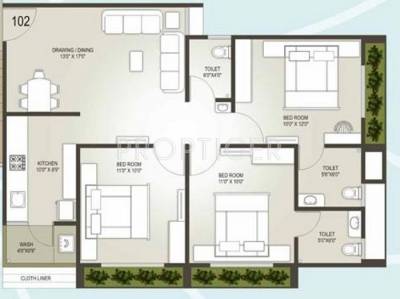 Rajyash Solarium 2 (3BHK+3T (815 sq ft) 815 sq ft)