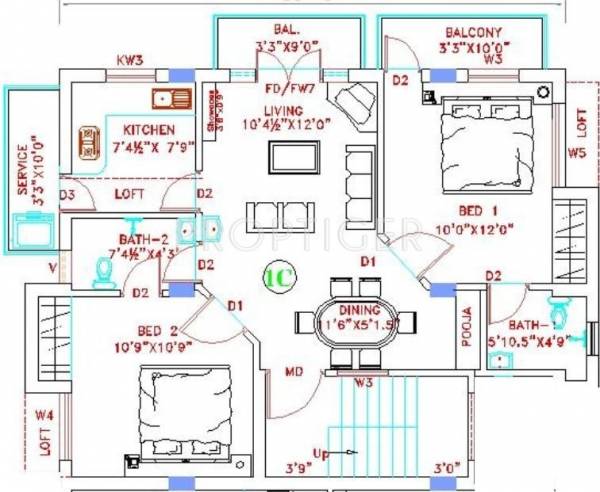 India The Niccolo Nide Floor Plan (2BHK+2T)