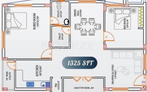Asvasidh Nest 1 (2BHK+2T (1,325 sq ft) 1325 sq ft)