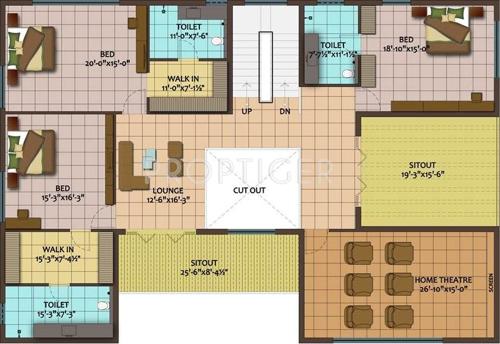 Ektha Prime Lakemont Homes Floor Plan (5BHK+5T + Servant Room)