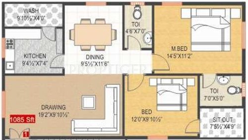 Gemini Brindavan Heights (2BHK+2T (1,085 sq ft) 1085 sq ft)