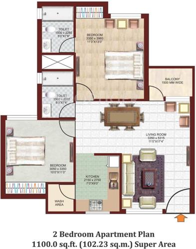 Nikhil Park Royale (2BHK+2T (1,100 sq ft) 1100 sq ft)