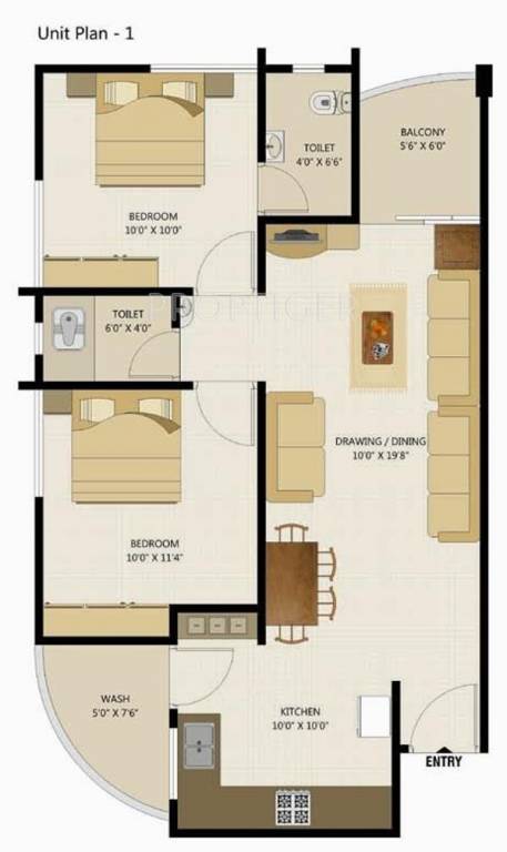 Uma Mahalaxmi 2 (2BHK+2T (1,017 sq ft) 1017 sq ft)