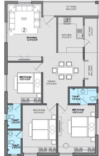 Alekhya Temple Trees (3BHK+3T (1,535 sq ft) 1535 sq ft)