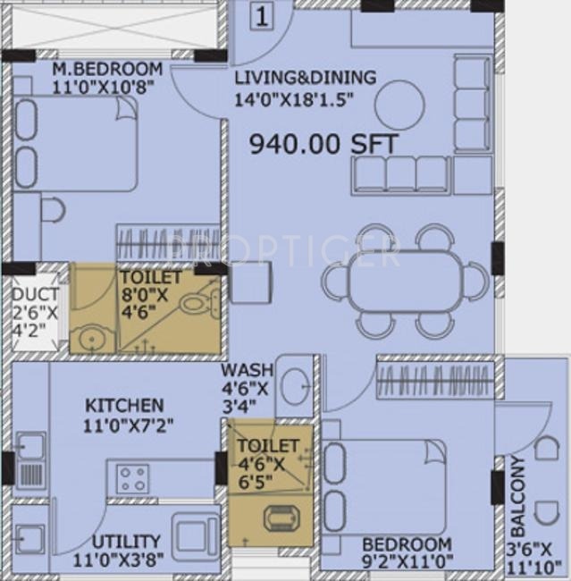 Vijaya KPT Vijaya Harmony (2BHK+2T (940 sq ft) 940 sq ft)