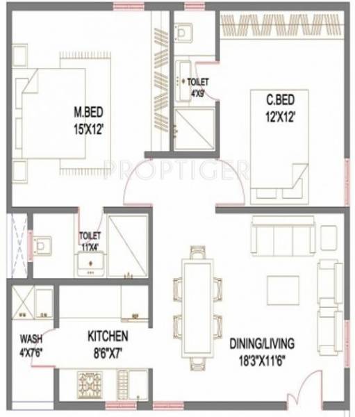 Dwaraka Dwaraka Trendz (2BHK+2T (1,188 sq ft) 1188 sq ft)