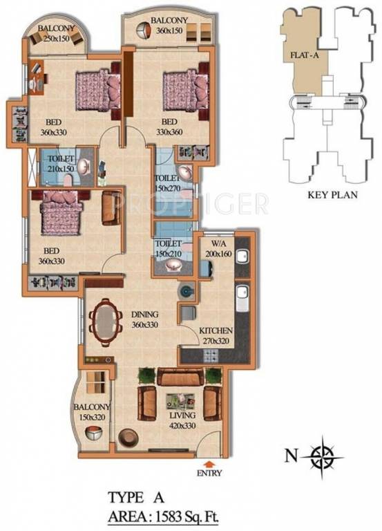 Aeon Blue Palm (3BHK+3T (1,583 sq ft) 1583 sq ft)