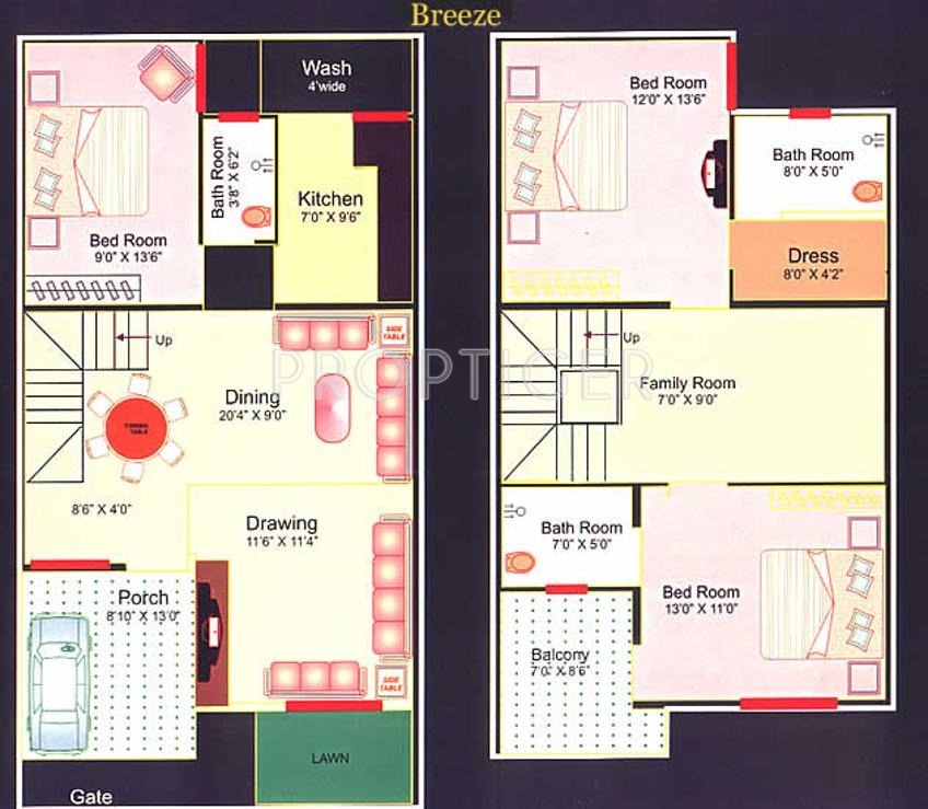 Sunil Agrawal Shreenath Residency Floor Plan (3BHK+3T)