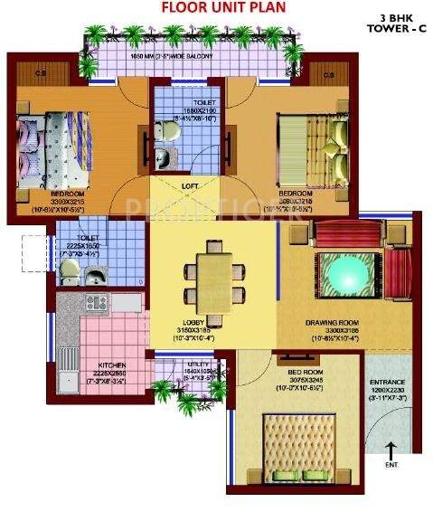 SRS SRS Pearl (3BHK+2T (1,100 sq ft) 1100 sq ft)