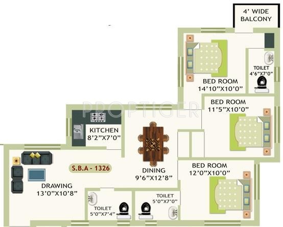 Essen Krishna Priya Residency (3BHK+3T (1,326 sq ft) 1326 sq ft)