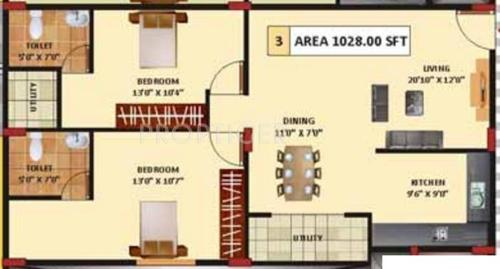 Ambiance Orion (2BHK+2T (1,028 sq ft) 1028 sq ft)