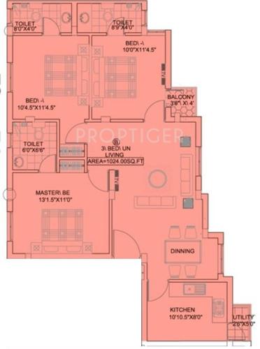 Amara Grand Pala (3BHK+3T (1,490 sq ft) 1490 sq ft)