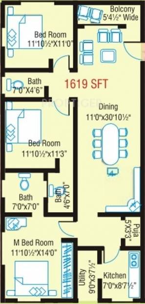 Devansh Dev Manor (3BHK+3T (1,619 sq ft)   Pooja Room 1619 sq ft)
