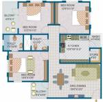 Floor Plan (3BHK+3T) Bhawna Housing Estate Apartment Floor Plan (3BHK+3T)