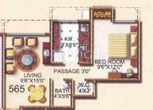 Aakash Gagan Solitaire (1BHK+1T (565 sq ft) 565 sq ft)