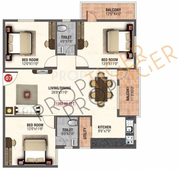 Bhanu Bhanu symphony (3BHK+2T (1,360 sq ft) 1360 sq ft)