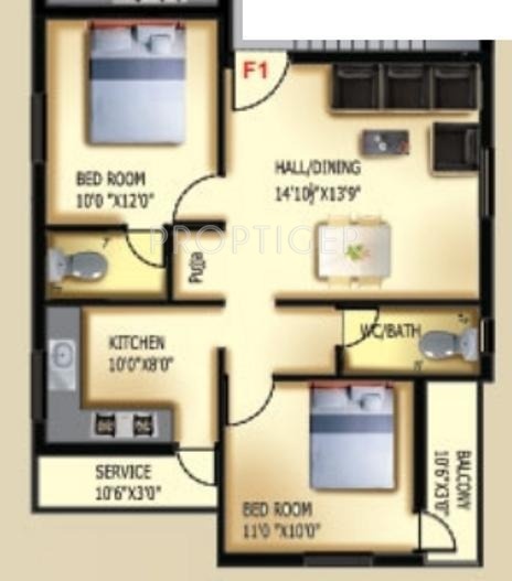 GK Silver Spring (2BHK+2T (900 sq ft) 900 sq ft)
