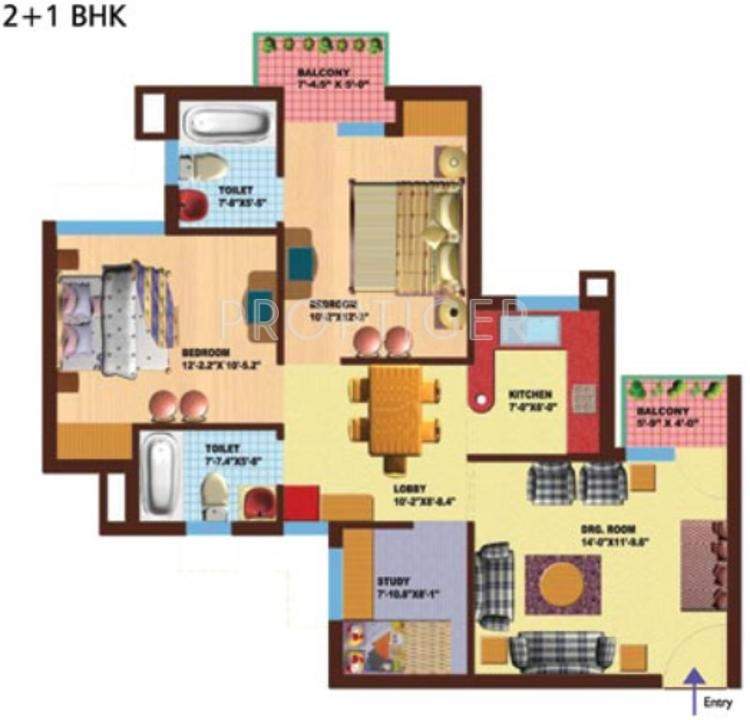 SRS Royal Hills (2BHK+2T (1,133 sq ft) 1133 sq ft)