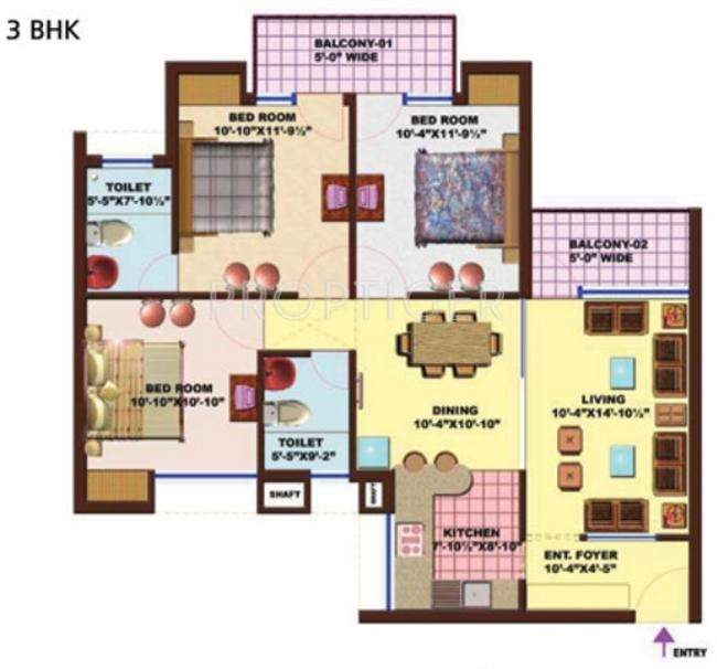 SRS Royal Hills (3BHK+2T (1,450 sq ft) 1450 sq ft)