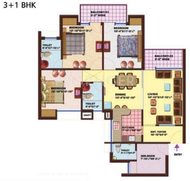 SRS Royal Hills (3BHK+3T (1,650 sq ft) Servant Room 1650 sq ft)