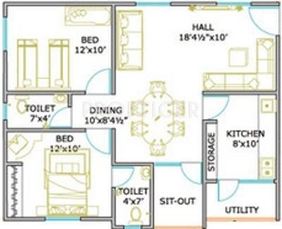 Sreevaari Sreevaari Vihar (2BHK+2T (1,017 sq ft) 1017 sq ft)