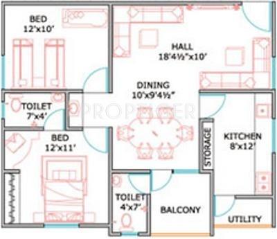 Sreevaari Sreevaari Vihar (2BHK+2T (1,062 sq ft) 1062 sq ft)