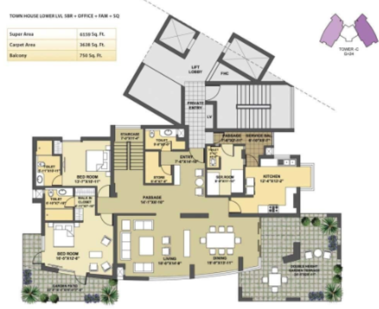 park presidia Floor Plan Lower Level Duplex Plan