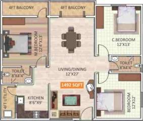 ELV Signature (3BHK+2T (1,492 sq ft) 1492 sq ft)