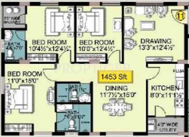 Shanta Padmanabha Residency (3BHK+3T (1,453 sq ft) 1453 sq ft)