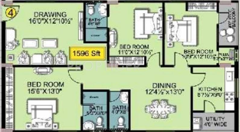 Shanta Padmanabha Residency (3BHK+3T (1,596 sq ft) 1596 sq ft)
