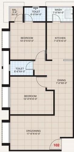 Floor Plan (2BHK+2T) Shivam Builders Pvt Ltd Rajvi Aurum Floor Plan (2BHK+2T)