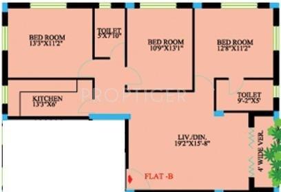 Gajraj Tulip (3BHK+2T (1,447 sq ft) 1447 sq ft)