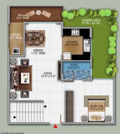  tropical garden Floor Plan Lower Level Duplex Plan