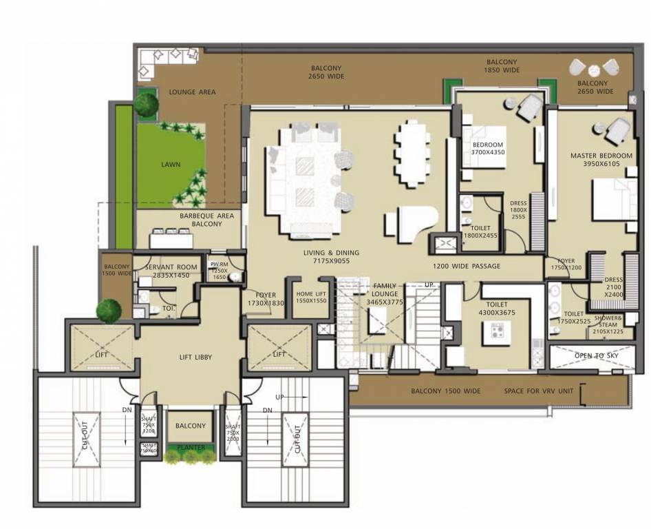  page three residences Floor Plan Lower Level Penthouse Plan