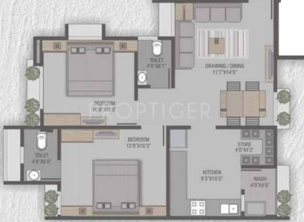 Rushabhdev Sharan Residency (2BHK+2T (1,080 sq ft) 1080 sq ft)
