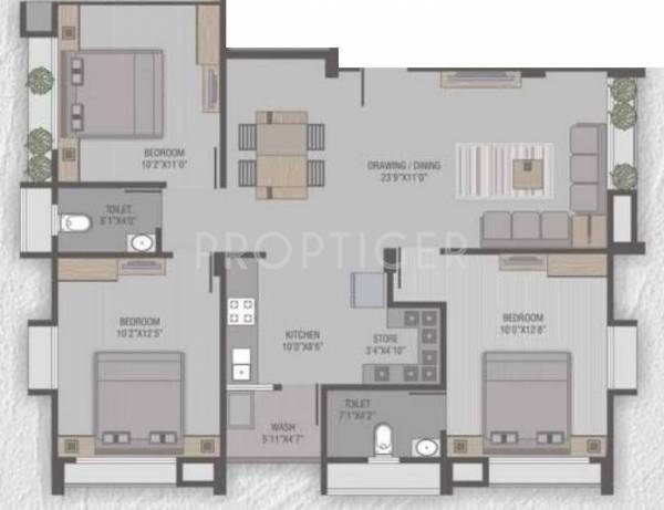 Rushabhdev Sharan Residency (3BHK+2T (1,521 sq ft) 1521 sq ft)