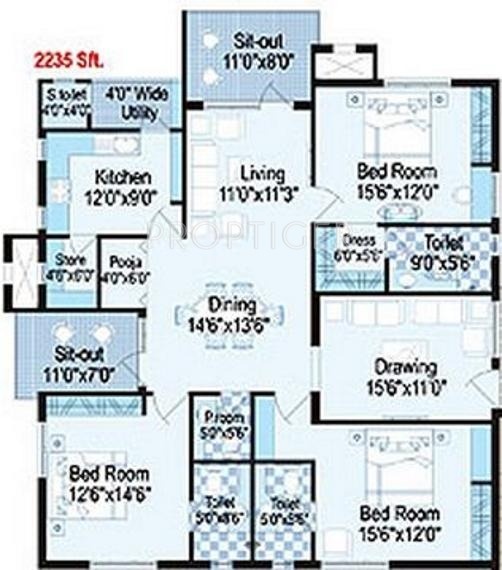 Trend Trendset Winz (3BHK+3T (2,235 sq ft)   Pooja Room 2235 sq ft)
