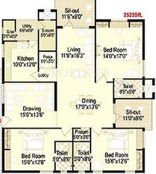 Trend Trendset Winz (3BHK+3T (2,525 sq ft)   Servant Room 2525 sq ft)