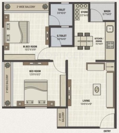 PSY Pramukh Paramount (2BHK+2T (1,107 sq ft) 1107 sq ft)