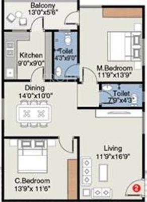 Concrete Opus (2BHK+2T (1,155 sq ft) 1155 sq ft)