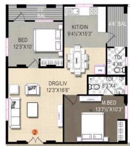 Vaishnavi Signature (2BHK+2T (1,142 sq ft) 1142 sq ft) Vaishnavi Signature (2BHK+2T (1,142 sq ft) 1142 sq ft)